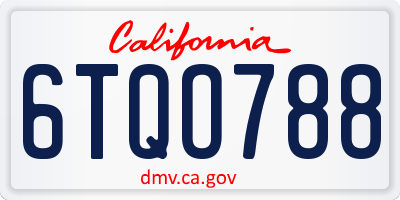 CA license plate 6TQO788