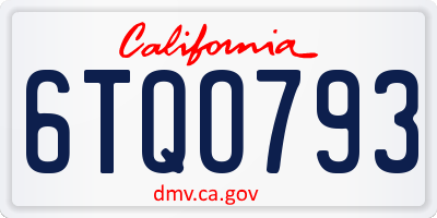 CA license plate 6TQO793