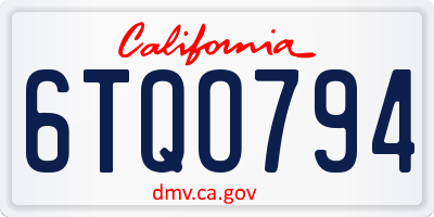 CA license plate 6TQO794