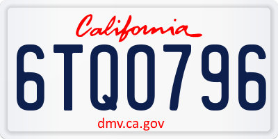 CA license plate 6TQO796