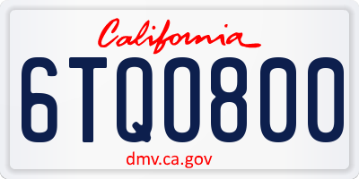 CA license plate 6TQO800