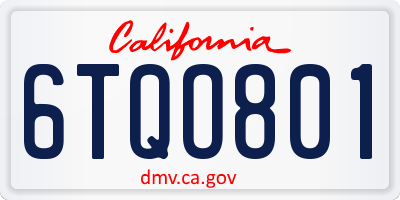 CA license plate 6TQO801