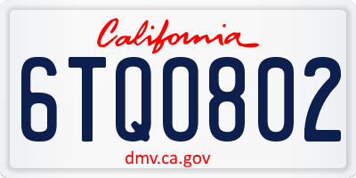 CA license plate 6TQO802