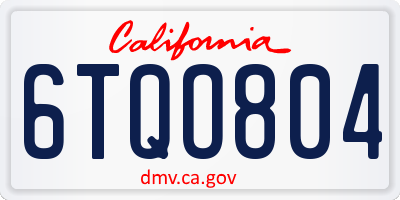 CA license plate 6TQO804