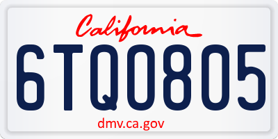 CA license plate 6TQO805