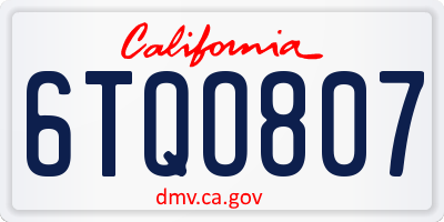 CA license plate 6TQO807