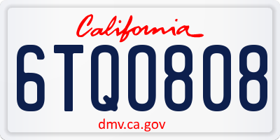 CA license plate 6TQO808