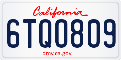 CA license plate 6TQO809