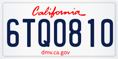 CA license plate 6TQO810