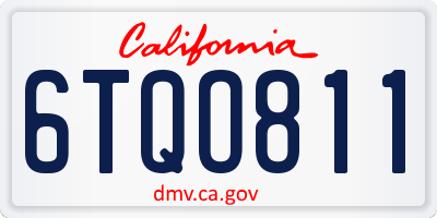 CA license plate 6TQO811