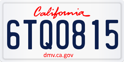 CA license plate 6TQO815