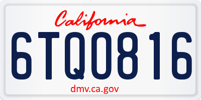 CA license plate 6TQO816