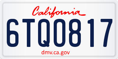 CA license plate 6TQO817