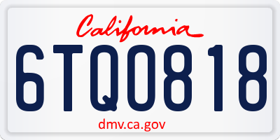 CA license plate 6TQO818