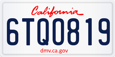 CA license plate 6TQO819