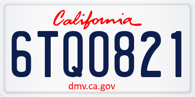 CA license plate 6TQO821