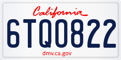 CA license plate 6TQO822