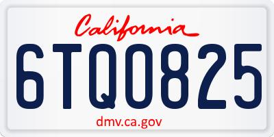 CA license plate 6TQO825