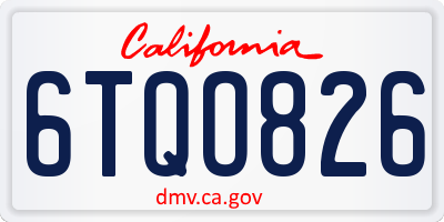 CA license plate 6TQO826