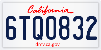 CA license plate 6TQO832