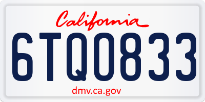 CA license plate 6TQO833