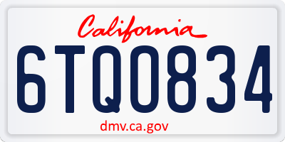 CA license plate 6TQO834