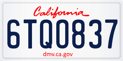 CA license plate 6TQO837