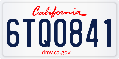 CA license plate 6TQO841