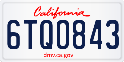 CA license plate 6TQO843