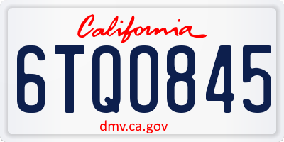 CA license plate 6TQO845