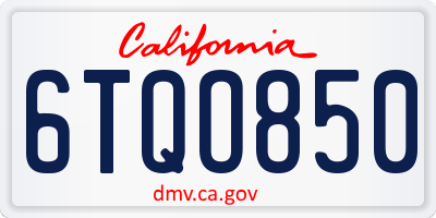 CA license plate 6TQO850