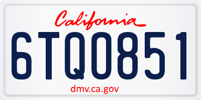 CA license plate 6TQO851