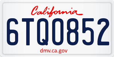 CA license plate 6TQO852