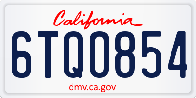 CA license plate 6TQO854