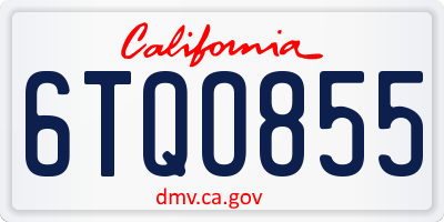 CA license plate 6TQO855