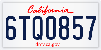 CA license plate 6TQO857