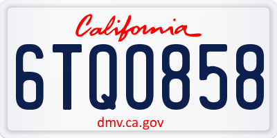 CA license plate 6TQO858