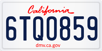 CA license plate 6TQO859