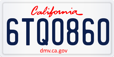 CA license plate 6TQO860