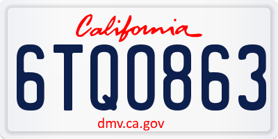 CA license plate 6TQO863