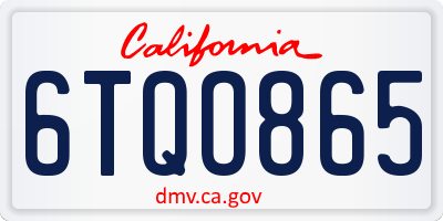 CA license plate 6TQO865