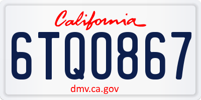 CA license plate 6TQO867