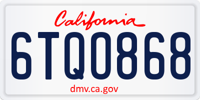 CA license plate 6TQO868