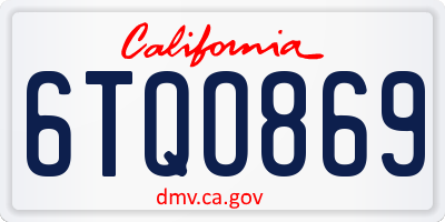 CA license plate 6TQO869