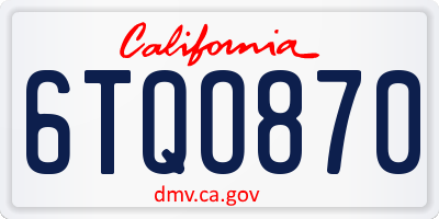 CA license plate 6TQO870