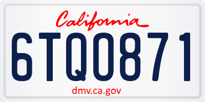 CA license plate 6TQO871