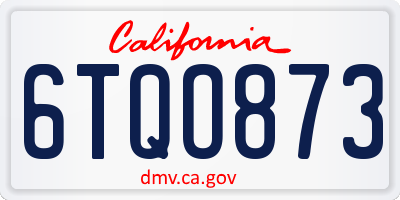 CA license plate 6TQO873