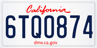 CA license plate 6TQO874