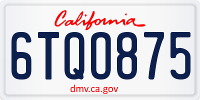 CA license plate 6TQO875