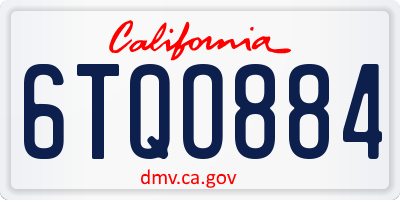 CA license plate 6TQO884